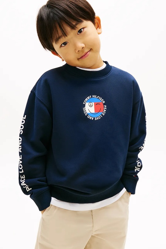 Tommy Hilfiger bluza dziecięca z bawełną granatowy KB0KB10258.98.122.PPY2