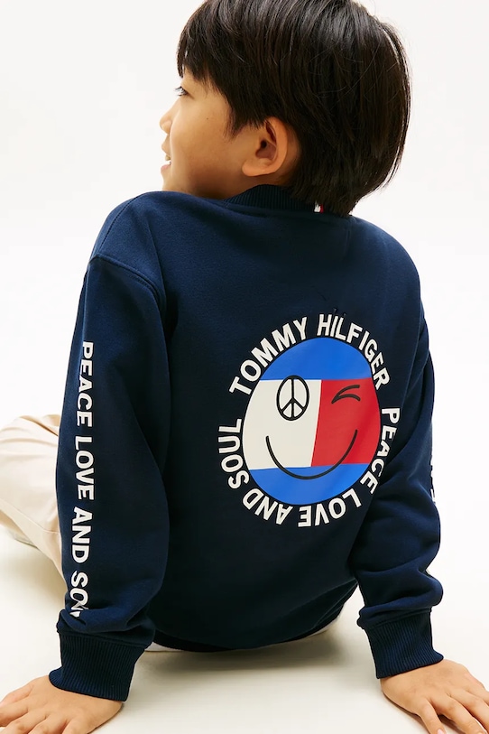 Tommy Hilfiger bluza dziecięca z bawełną KB0KB10258.128.176.PPY2 granatowy