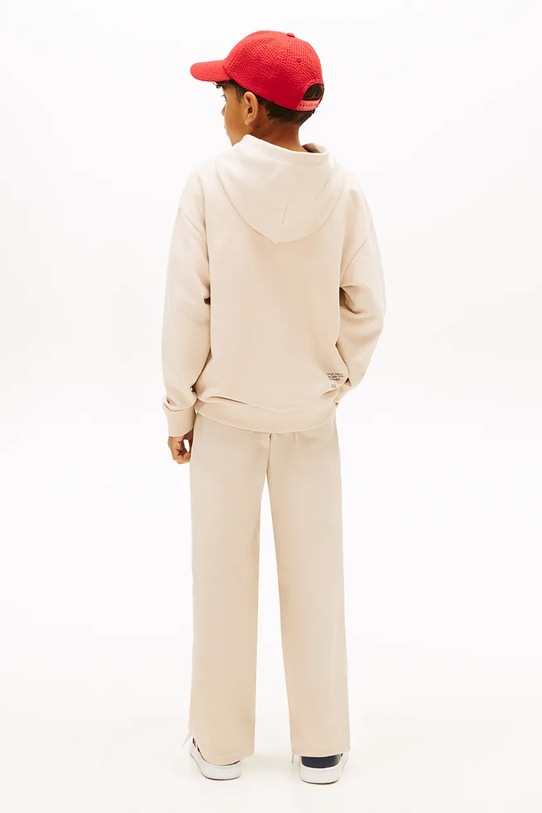 Tommy Hilfiger bluza z kapturem dziecięca z bawełną beżowy KB0KB10319.122.PPY2