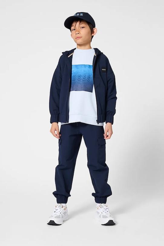Detská mikina BOSS s kapucňou tmavomodrá J52967.114.150
