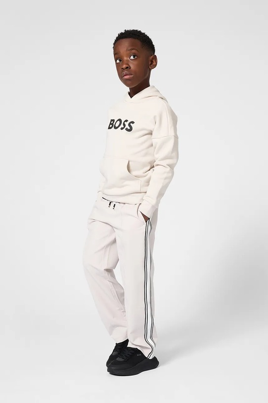 Dječja dukserica BOSS s kapuljačom bež J52969.102.108