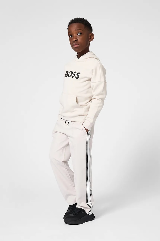 Dječja dukserica BOSS s kapuljačom bež J52969.102.108