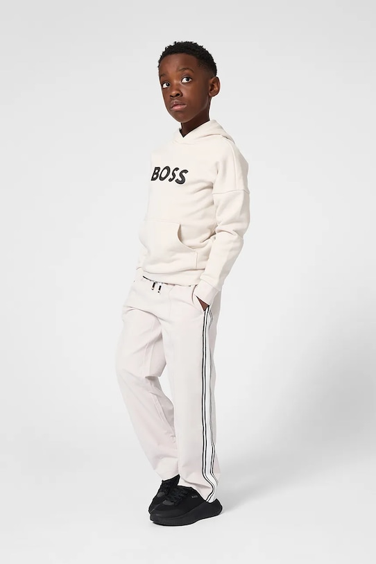 Παιδική μπλούζα BOSS με κουκούλα μπεζ J52969.162.174