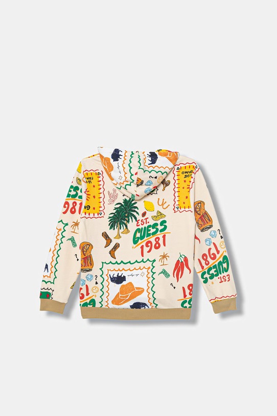 Guess bluza z kapturem dziecięca bawełniana L6GQ03.KA6R4.PPY2.M beżowy SS26