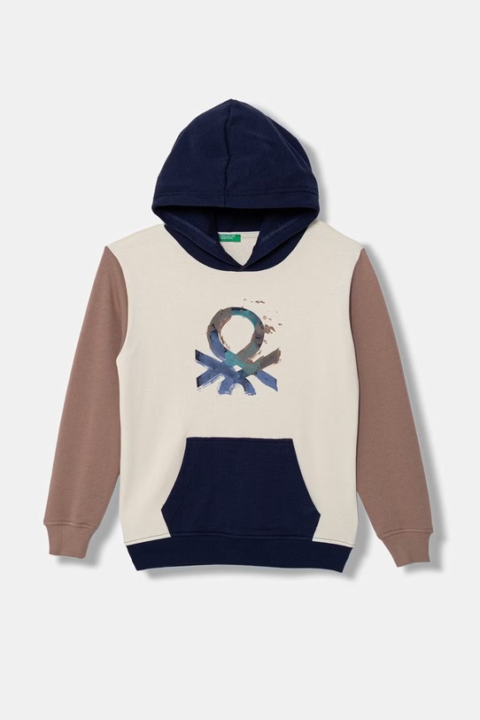 United Colors of Benetton felpa con cappuccio per bambini in cotone beige 3J68C205K.G.Stagionale