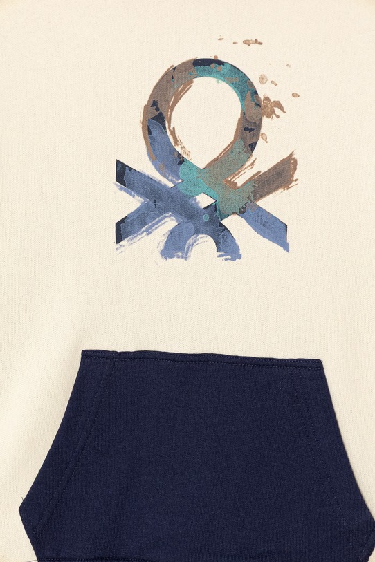 BIMBO United Colors of Benetton felpa con cappuccio per bambini in cotone 3J68C205K.G.Stagionale beige