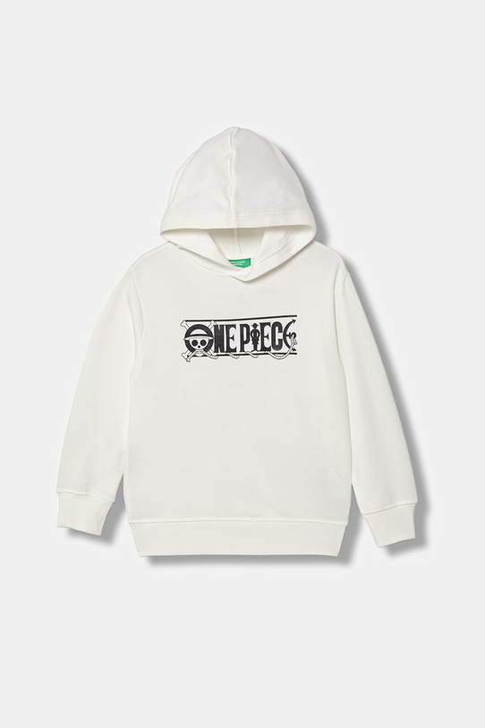 United Colors of Benetton bluza z kapturem dziecięca bawełniana biały 3J70C205N.G.Stagionale