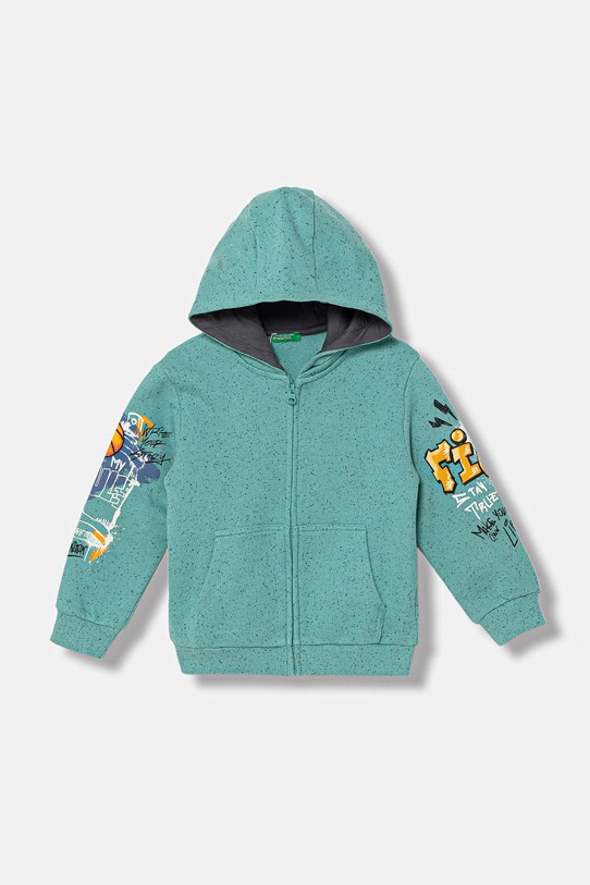 United Colors of Benetton jopica s kapuco otroška bombažna turkizna 3PLGG504E.P.Stagionale