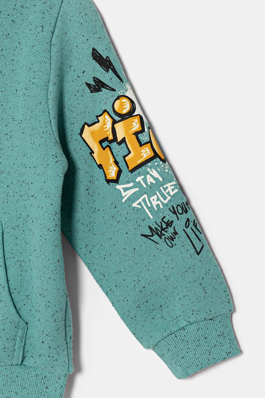 Dečki United Colors of Benetton jopica s kapuco otroška bombažna 3PLGG504E.P.Stagionale turkizna