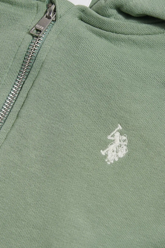 CHLAPEC U.S. Polo Assn. rozepínací mikina s kapucí dětská s bavlnou USP4413 zelená