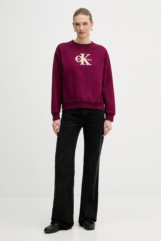 Calvin Klein Jeans bluza LV047E825G fioletowy SS26