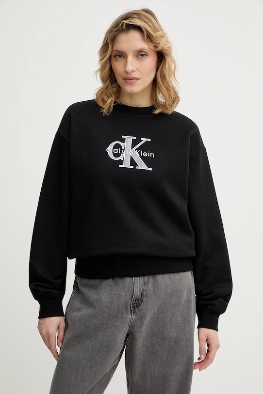 Μπλούζα Calvin Klein Jeans απλικέ μαύρο LV047E825G