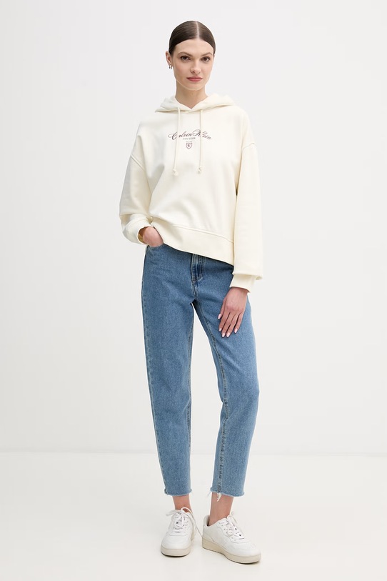 Calvin Klein Jeans bluza LV047E208G beżowy SS26