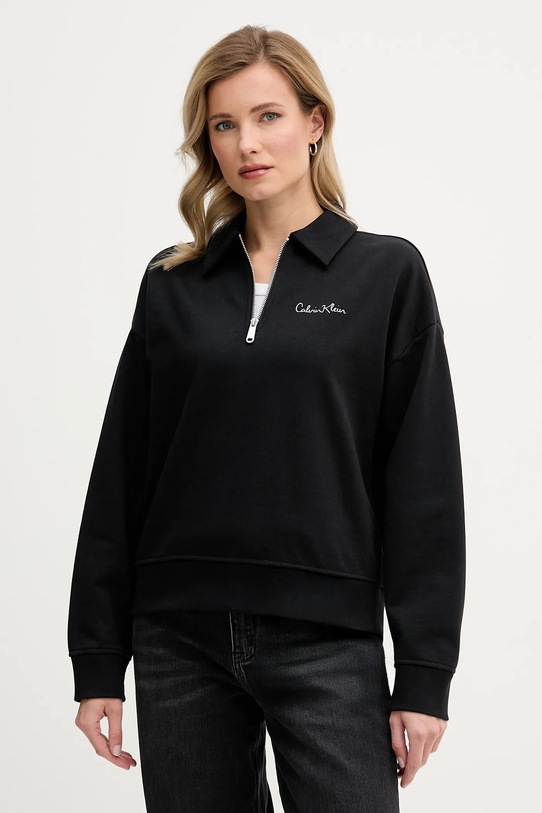 Mikina Calvin Klein Jeans směs černá LV047E824G