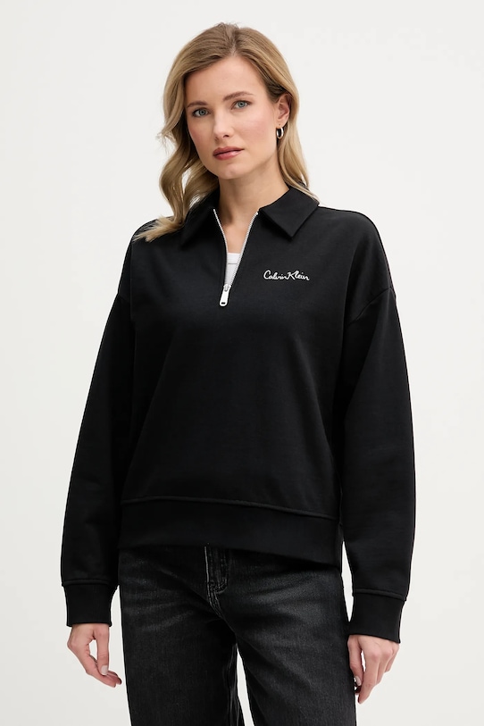 Mikina Calvin Klein Jeans směs černá LV047E824G