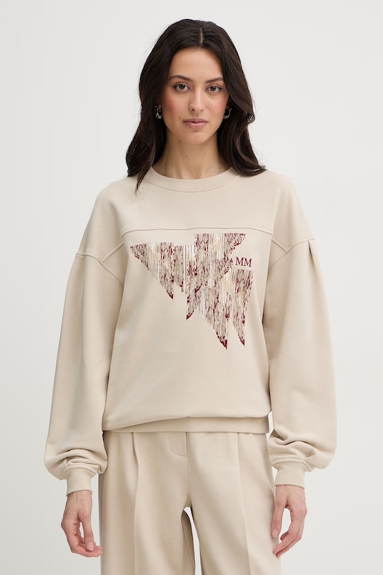 MM by Max Mara bluza damska z bawełną EUFORICO beżowy 2616921027600