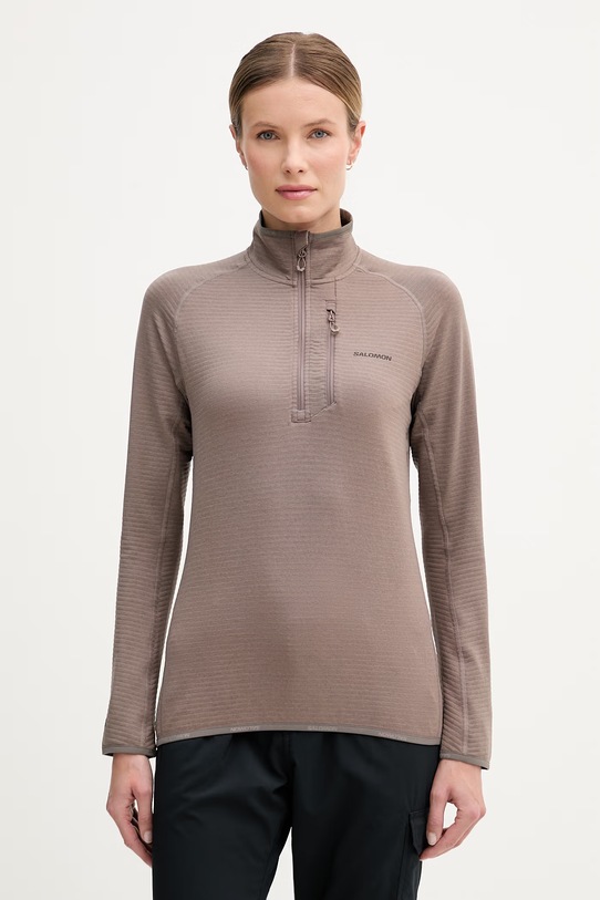 Salomon bluza outdoorowa ESSENTIAL LIGHTWARM nadruk brązowy LC2757000