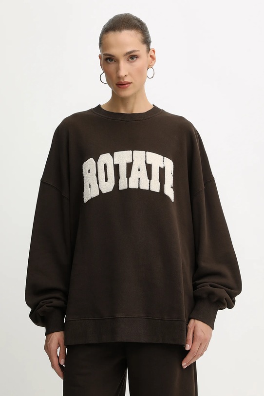 Rotate bluza bawełniana aplikacja brązowy 1153161667