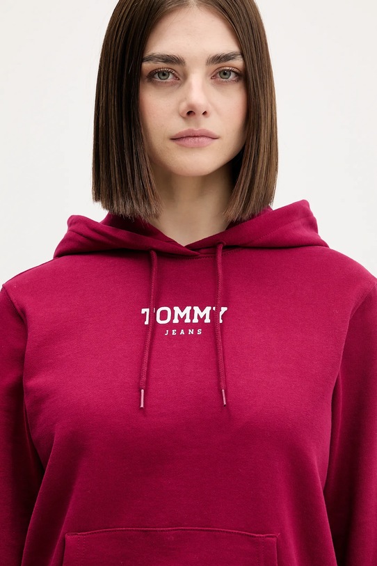 Βαμβακερή μπλούζα Tommy Jeans μπορντό DW0DW21921