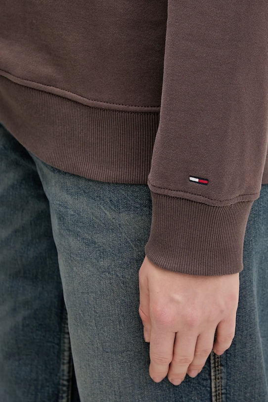 Βαμβακερή μπλούζα Tommy Jeans DW0DW21922 καφέ