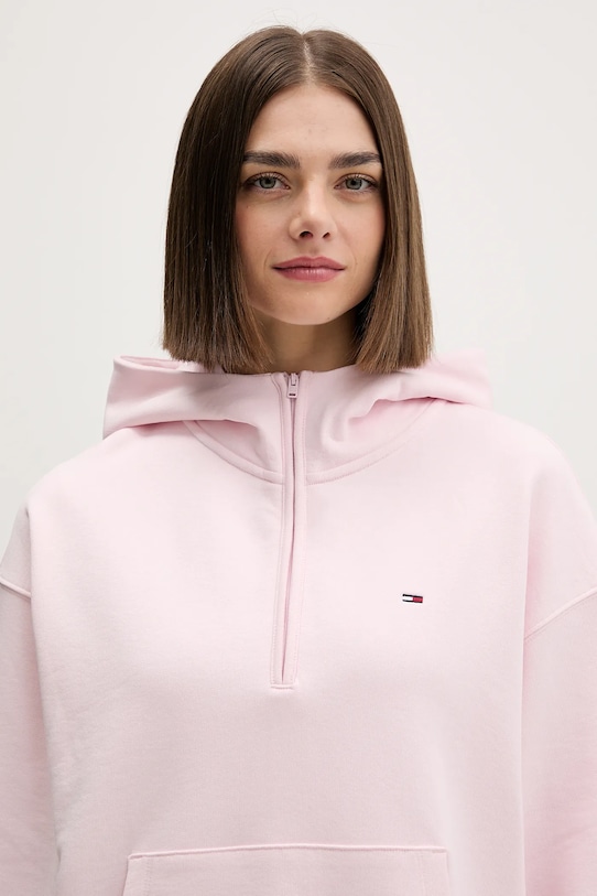 Βαμβακερή μπλούζα Tommy Jeans ροζ DW0DW21924