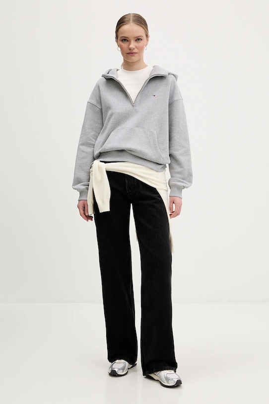 Tommy Jeans bluza bawełniana DW0DW21924 szary SS26