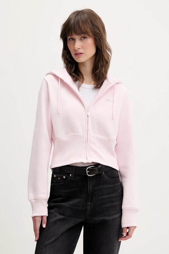 Tommy Jeans bluza z kapturem różowy DW0DW21943