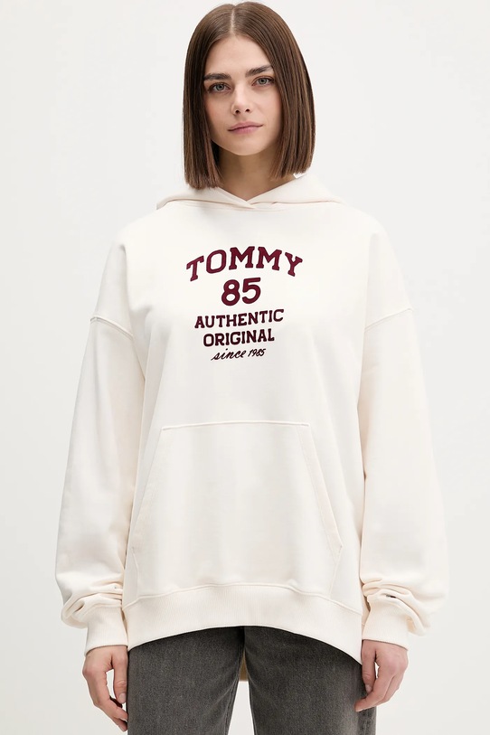Tommy Jeans bluza bawełniana nadruk beżowy DW0DW22603