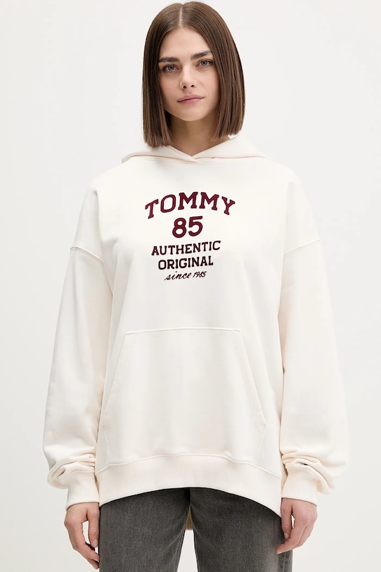 Tommy Jeans bluza bawełniana nadruk beżowy DW0DW22603