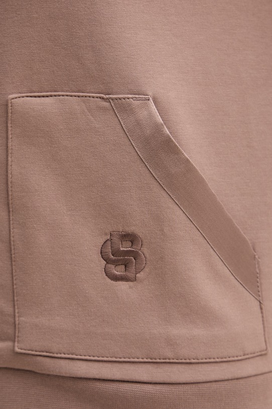 BOSS кофта, яка розстібається, з капюшоном жіноча з бавовною Shiny B Jacket H. 50557275 коричневий