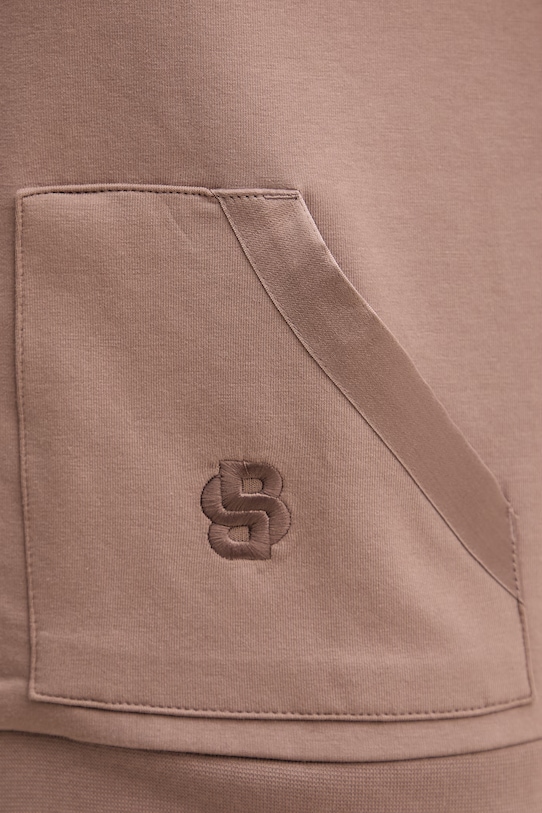 BOSS кофта, яка розстібається, з капюшоном жіноча з бавовною Shiny B Jacket H. 50557275 коричневий