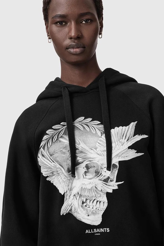 AllSaints bluza z bawełną czarny W092JD