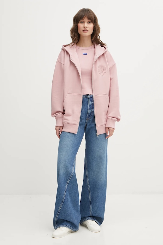 Hugo Blue bluza bawełniana 50553980 różowy SS26