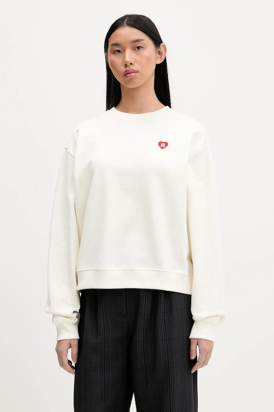 HUGO bluza bawełniana bawełna beżowy 50555808