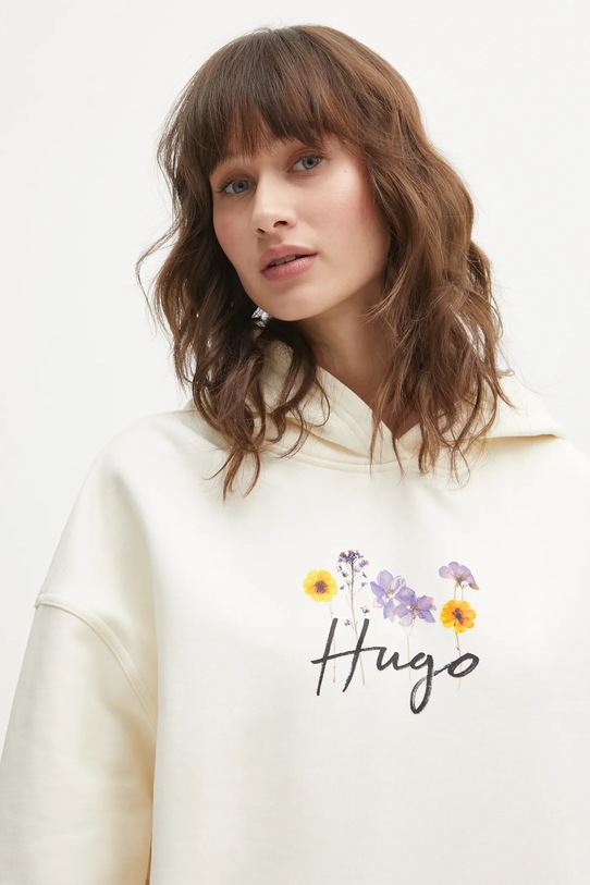 HUGO bluza bawełniana Dalessandra_2 beżowy 50555814