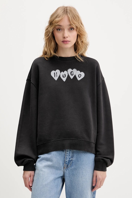 HUGO bluza bawełniana Deroxina_8 nadruk szary 50555824