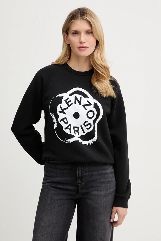 Βαμβακερή μπλούζα Kenzo χωρίς κουκούλα μαύρο FG52SW2054MJ