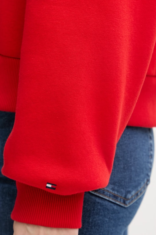 Tommy Hilfiger mikina s kapucňou dámska s bavlnou WW0WW47832 červená
