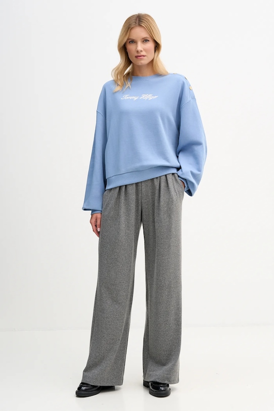 Tommy Hilfiger bluza bawełniana WW0WW48783 niebieski SS26