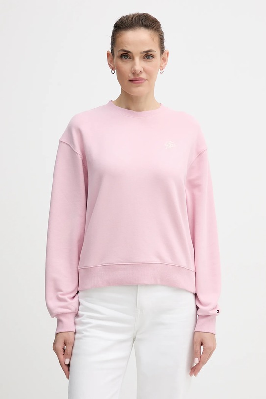 Mikina Tommy Hilfiger s elastanom ružová WW0WW49418