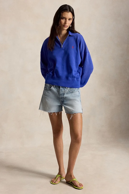 Одяг Polo Ralph Lauren кофта, яка розстібається жіноча бавовняна 211B18686 блакитний