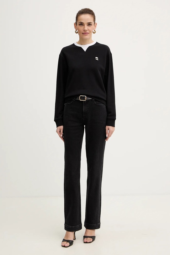 Bombažen pulover Karl Lagerfeld IKON B1W20027 črna SS26