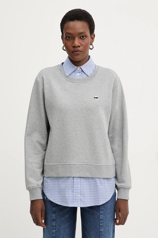 Karl Lagerfeld bluza bawełniana IKON wzorzyste szary B1W20028