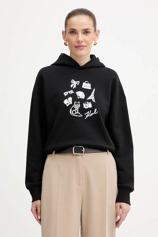 Karl Lagerfeld bluza bawełniana nadruk czarny B1W20019