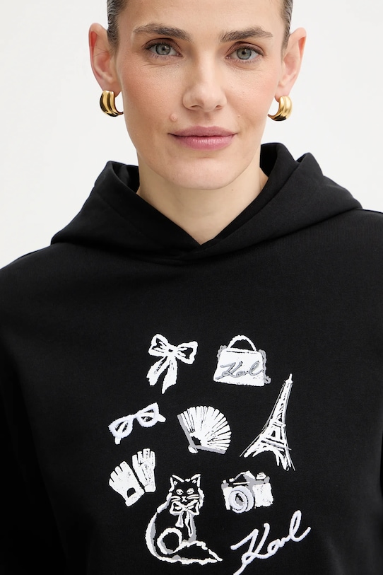 Karl Lagerfeld bluza bawełniana czarny B1W20019