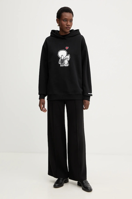 Bombažen pulover Karl Lagerfeld IKON B1W20030 črna SS26