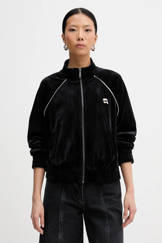 Karl Lagerfeld bluza IKON z elastanem czarny B1W20029