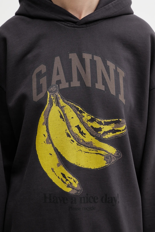 GANNI bluza bawełniana szary A1060025