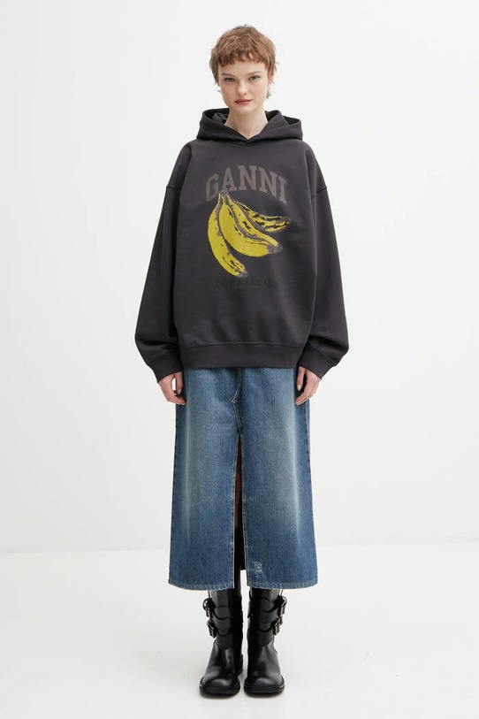 GANNI bluza bawełniana A1060025 A1060025 szary