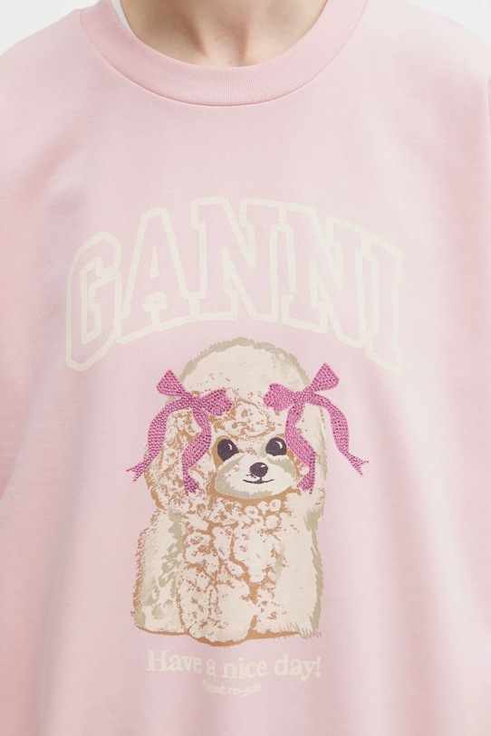 GANNI bluza bawełniana A1060026 różowy A1060026